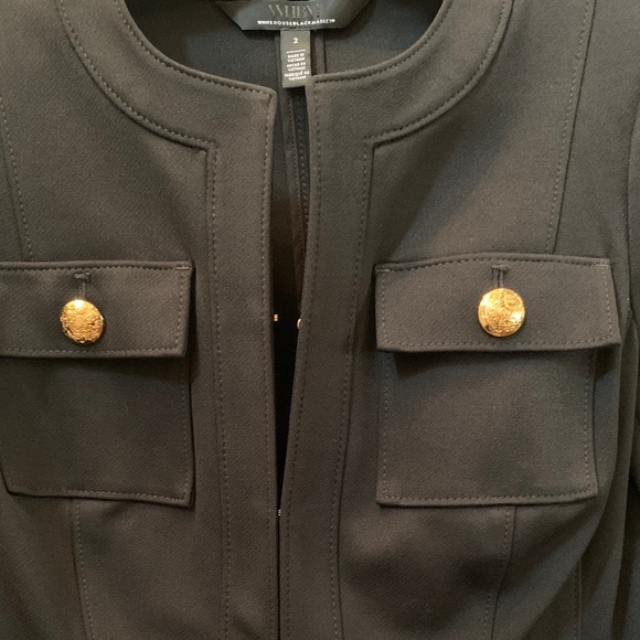 White House Black Market Elegant Black Blazer with Gold Accents - Picture 3 of 9